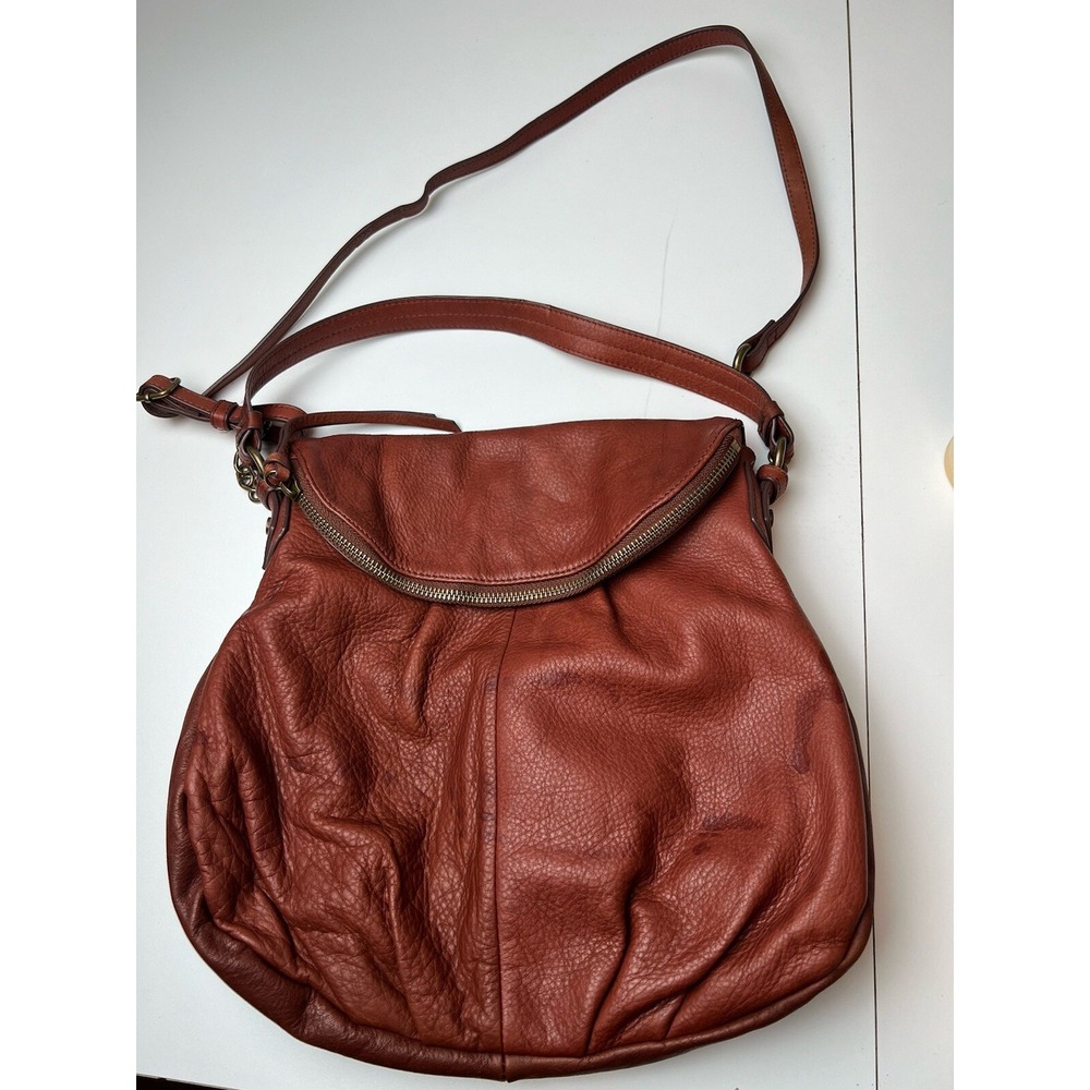 Margot Natalie  Leather Fold Over Hobo Crossbody Bag Shoulder Purse